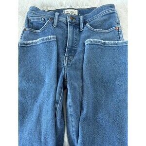 Madewell Stovepipe High Rise Jeans Size 27 Medium Wash Distressed Hem EUC